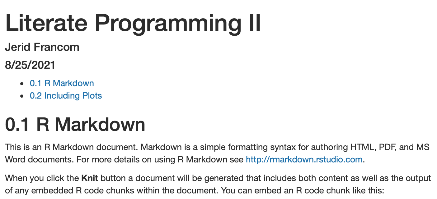 HTML output with table of contents and numbered section headings.